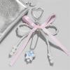 Stylish Love Heart Pendant Bowknot Keychain Accessory Stylish Key Holder for Women Sturdy Alloy Car Key Pendant