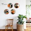 Cat Theme Wall Sign 4Pcs Black Decor Set, Boho Cartoon Hanging Art, Art Set Farmhouse Rustic Wooden Plants for Bedroom Living Room Office