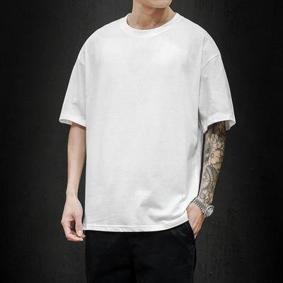 New Summer Men's T Shirt Fashion Solid T Shirt Mens Oversized Hip Hop Short Sleeve Casual Cotton Men's Streetwear Top Tees