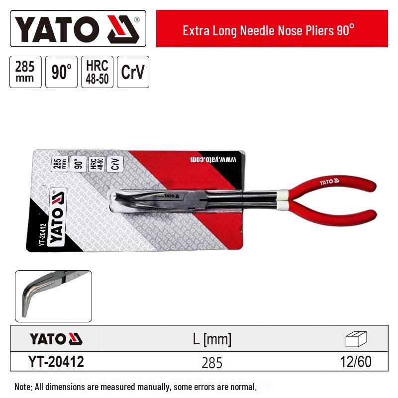 YATO 11" and 16" Angled Bent Needle Nose Pliers - Long, Pointed Tip for Automotive Use