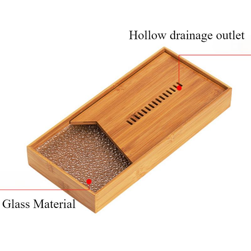 Haushaltsglas Bambus Wasserspeicher Teetablett Kleiner trockener Teetisch im Wohnzimmer Neues Kung-Fu-Teeset Wasserspeichertablett