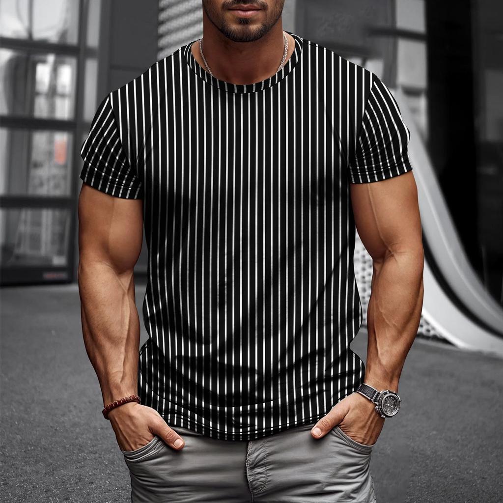 Super Elastic Casual Short Sleeved Mens Daily Party Home Social T Shirt Solid Color Vintage Streetwear Stripe Collision Color 20