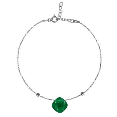 [R3002] - Silberarmband 'Meghan' grüner Chalcedon Silber (Rhodium) - 8mm