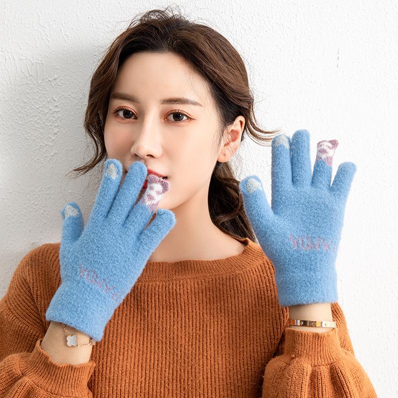 New Women's Fingertip Bear Touch Screen Gloves, Fashionable Warm Winter Gloves, Cartoon Cute Split Finger Touch Screen Gloves