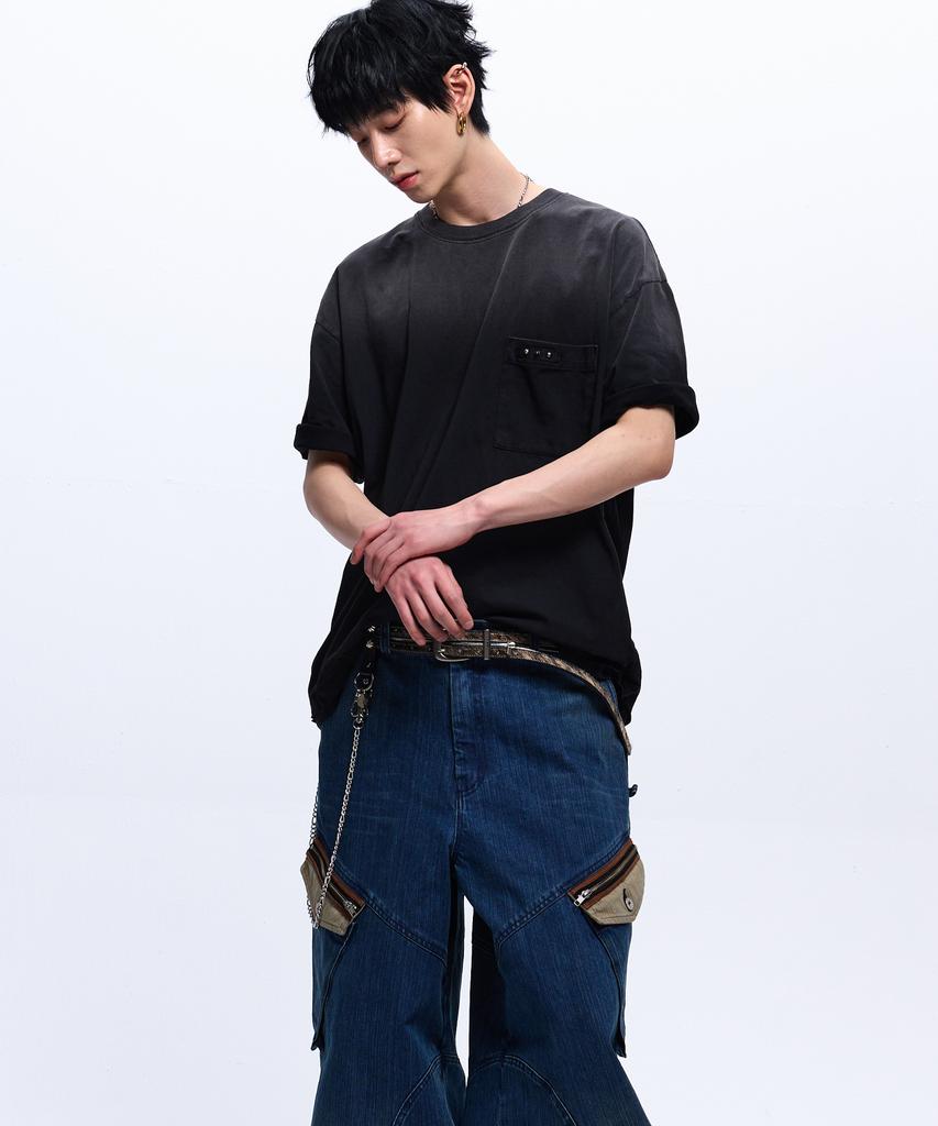 Aleseueseussi Rivet Pocket Washing T-Shirt - Black