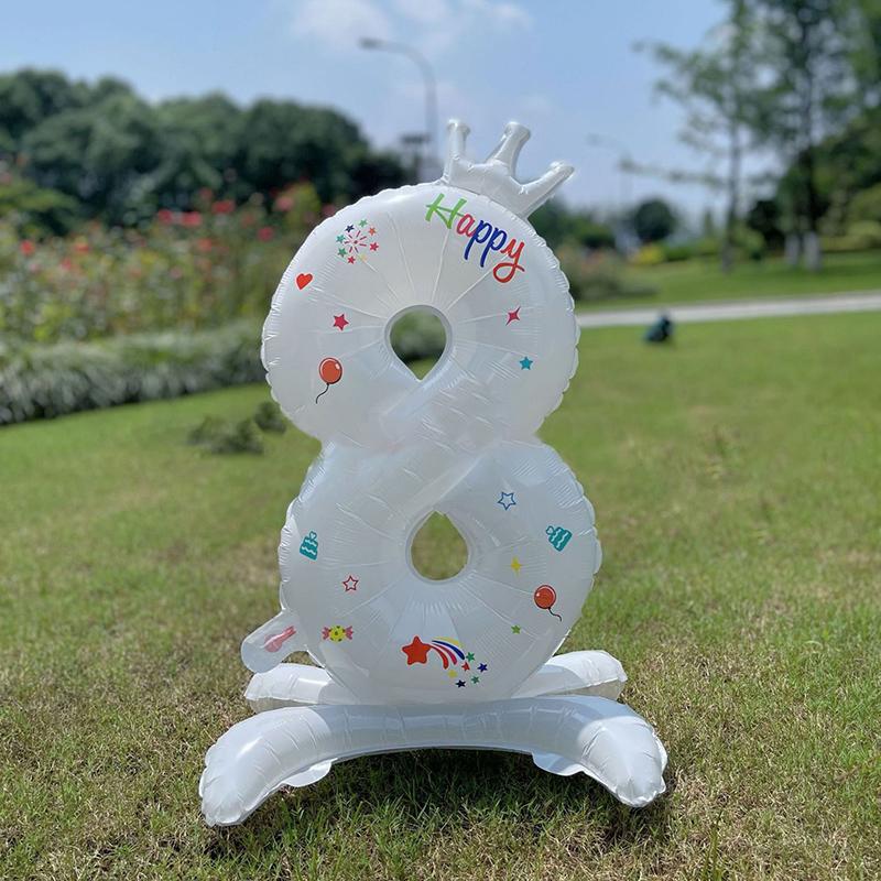 32 Inch White Standing Crown Digital Balloon For Children's Birthday Party Decoration And Photography Props