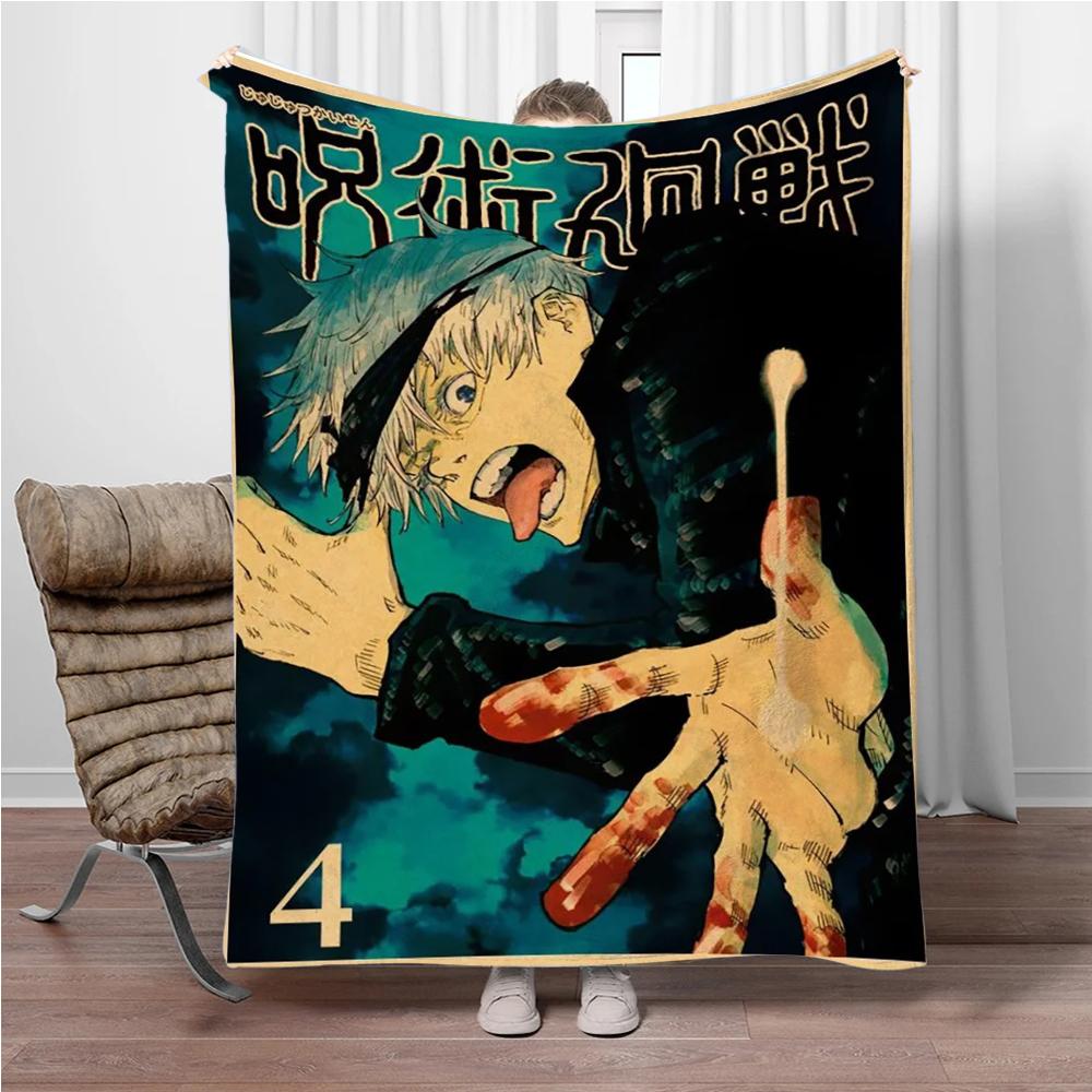Vintage Anime J-Jujutsu-Kaisen Flannel Blankets Keep Warm Throw Blanket Comfortable Blanket for Picnic Beds Sofa Home Bedroom