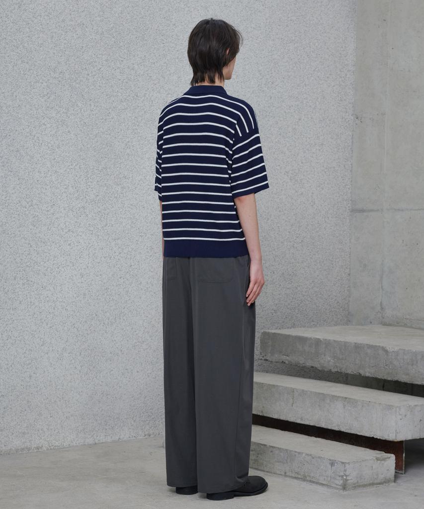 GLW Striped Collar Half Knit Navy
