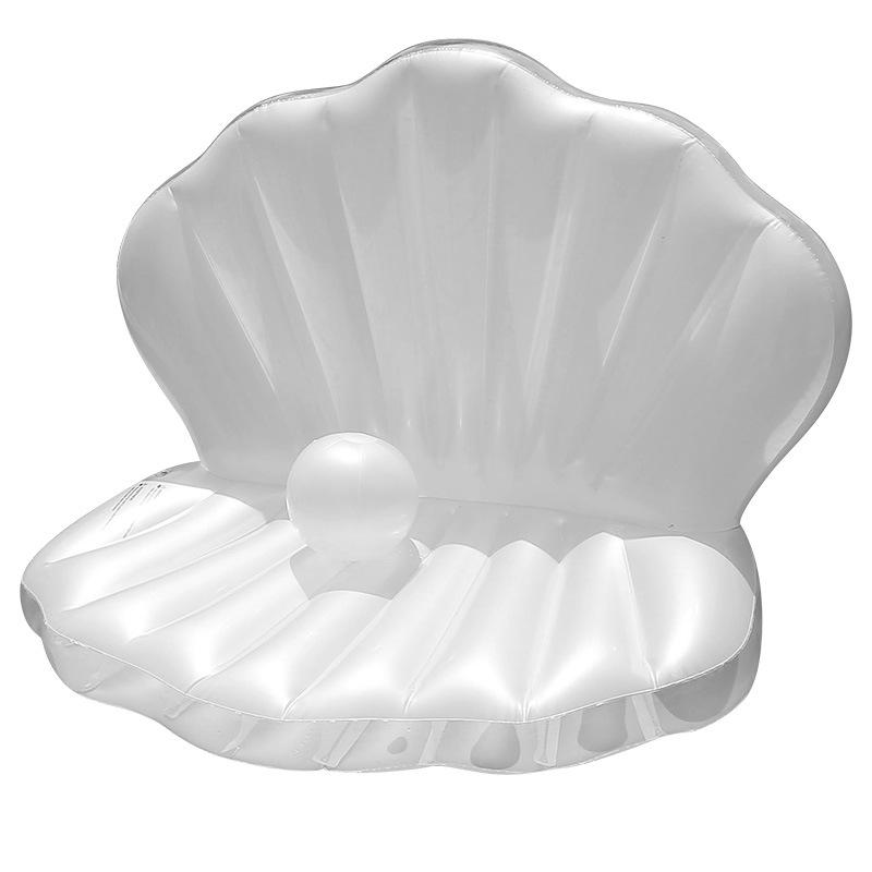 New Ins Inflatable Shell Floating Row Pearl Ball Fan-shaped Mount Mermaid Water Inflatable Floating Bed Swimming Ring