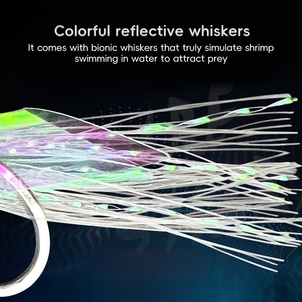 5PCS/String Dazzling Colored Silk Luminous Fish Head String Hooks For White Strips Upturned Mouth Fish Hooks With Barbs Pins Eight-Shaped Rings