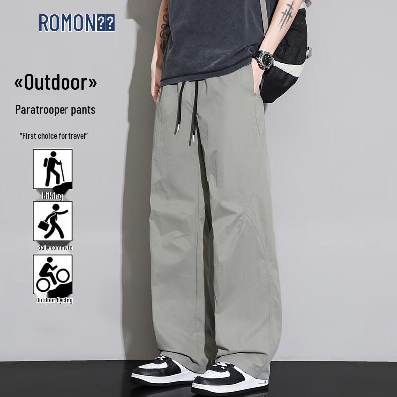

ROMON Men s Plus Size Ice Silk Straight-Leg Casual Pants 6XL