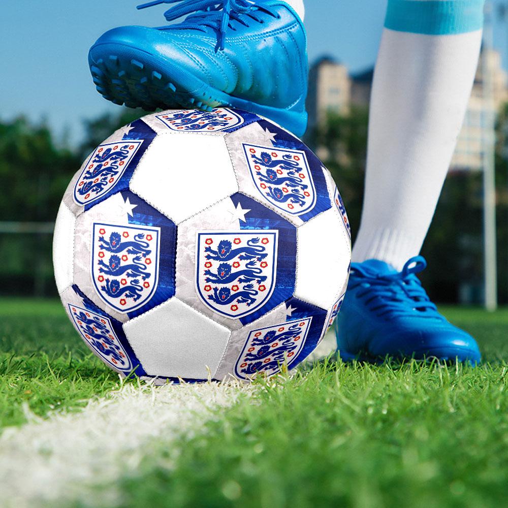 England Football Size 5 Soccer Ball, Machine-Stitched PVC, Durable & High Bounce, All Ages Fit, Fan Merchandise, Matches & Outdoor Use.