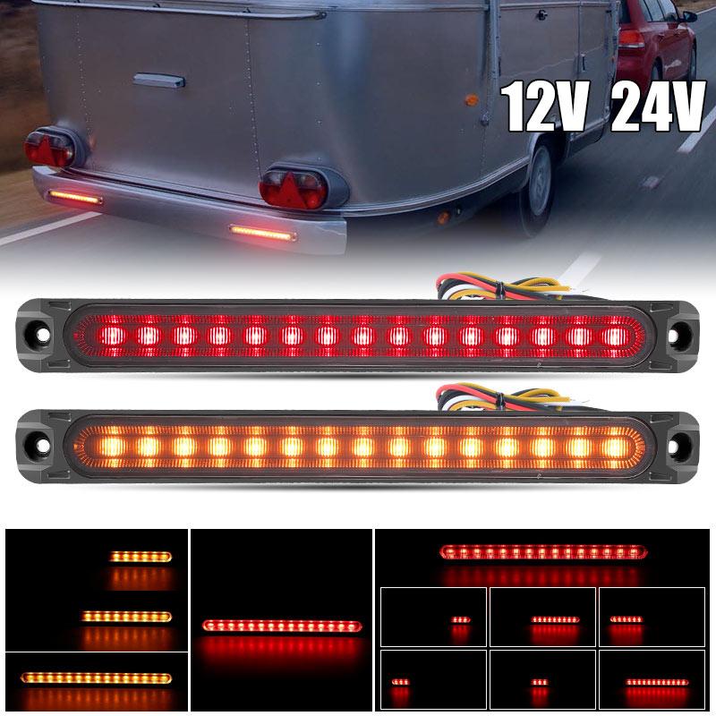 30Led Brake Tail Light Turn Signal Light DRL Red Yellow Flowing Stop Flash Lamp For Car Motorcycle Truck Trailer ATV SUV 12V 24V