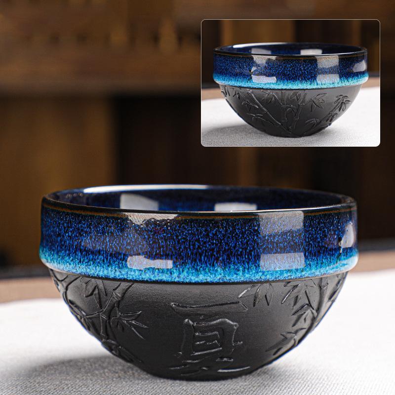 Tianmu Glaze Small Tea Cup Ceramic Tea Bowl Kiln Change Four Seasons Kung Fu Jian Cup Household Single Cup Master Cup Tasting Cu