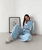 European and American velvet color matching two-piece set stand-up collar zipper jacket elastic drawstring wide-leg pants set women