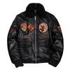 Mens Leather Bomber Jacket Genuine Cowhide Pilot Flight Jacket Cotton Lined Winter Coat