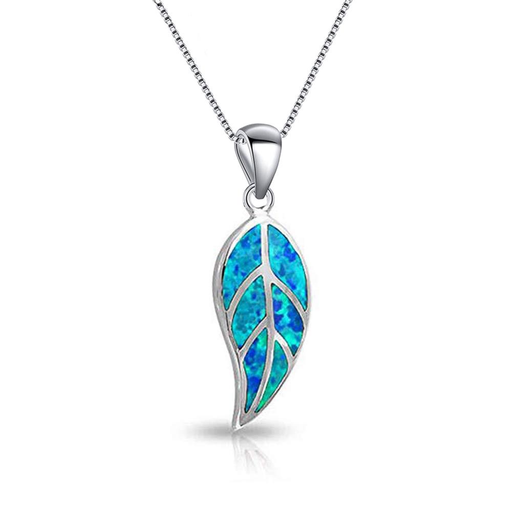 2026 Forest Series Leaf Necklace Blue Leaf Pendant 45CM