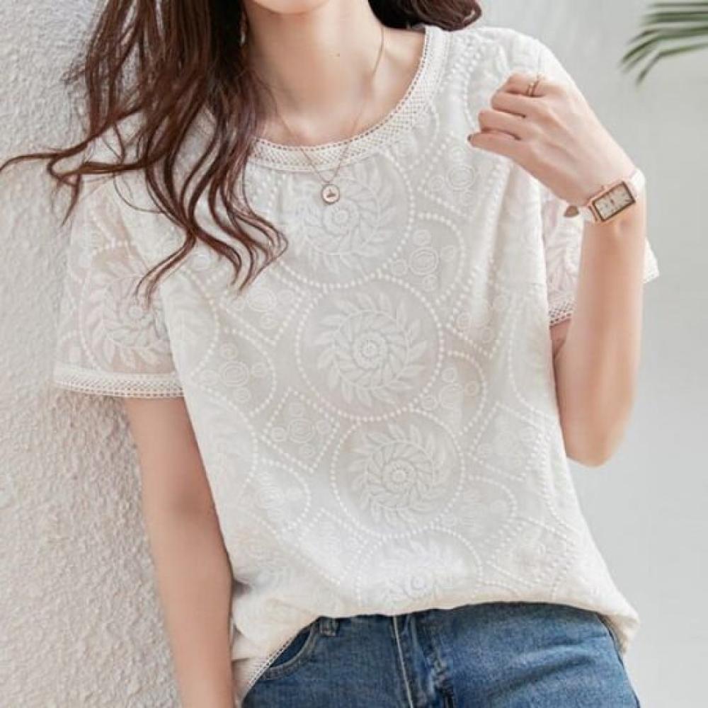 Navava Unisex VinTage Embroidery PoinT Round Neck T shirT nT2532