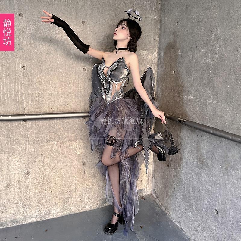 Halloween Adult Costume Nightclub Bar Horror Diablo Ghost Angel Devil Goth Devil Dress