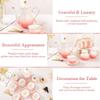 22 pcs Porcelain Tea Set for 6, Luxury British Style Tea/Coffee Cup Set with Golden Trim, Beautiful Tea Set for Women
