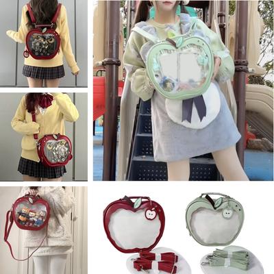 Y2K New Design Apple-Shaped Backpack Girl Transparent Pocket Cute Crossbody Bag DIY Display Knapsack Fashion Handbag