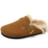 Fashion Comwarm Fur Lined Clogs for Women Men Winter Fuzzy Cork Slippers Fur Cork Mules Short Plush House Cork Shoes Winter Zuecos Mujer