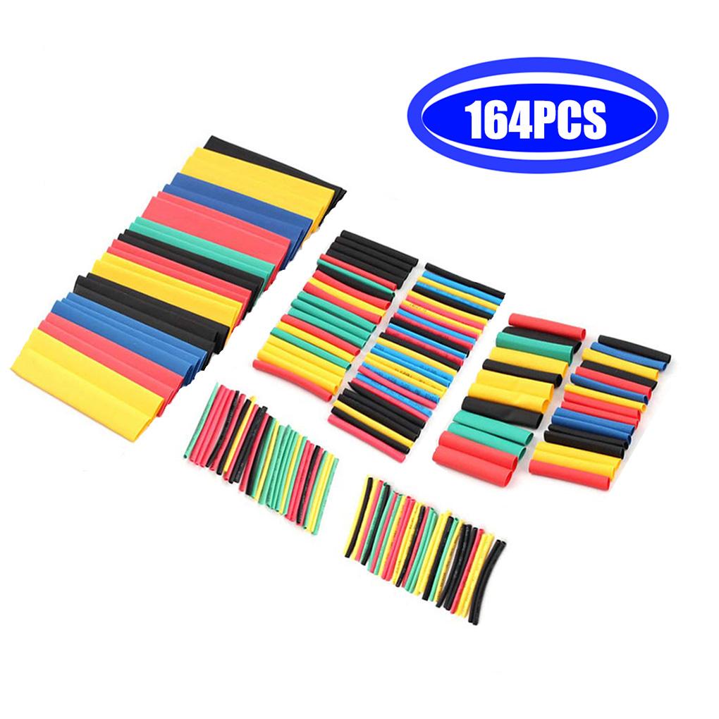 164 Pieces Heat Shrink Tube Polyolefin Crafts Insulation Cable Sleeve Shrinkable Electrical Connection Wire Wrapping Kit