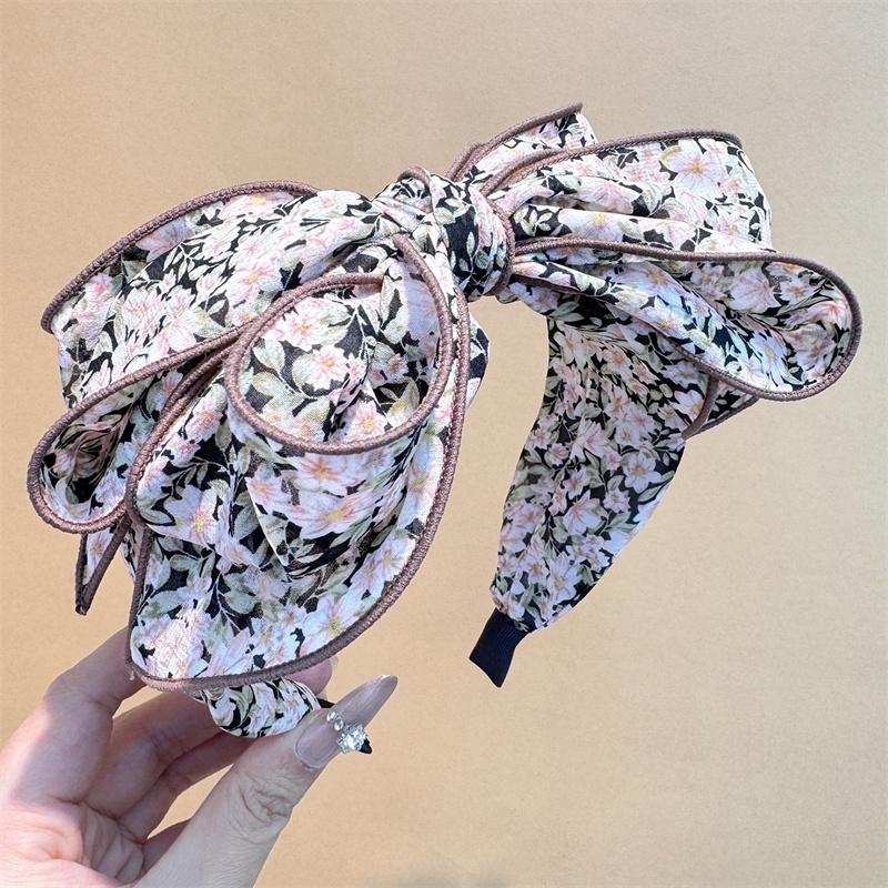 Kvinner Jenter Vakkert Roseblomst Trykk Hårbånd med Stor Sløyfe i Midten Moteabel Kvinne Fest Utendørs Hårtilbehør