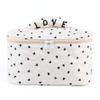 Quilted Makeup Bag Simple Cosmetic Bag Large Capacity Skincare Holder Bag Heart Pattern Women Cosmetics Handbag