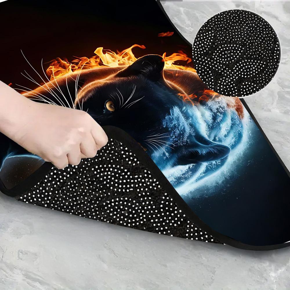 1Pcs Flame Black Panther Print Car Trunk Mat with Anti Slip Cargo Liner Waterproof Rear Storage Protector Floor Mat for SUV Seda