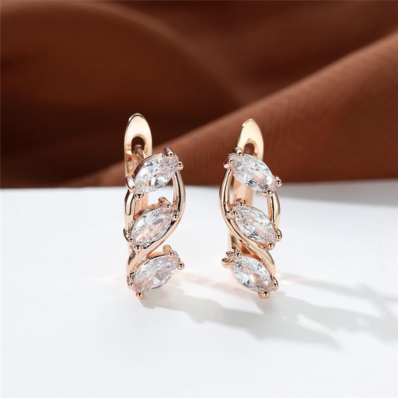 Multicolor Zircon Rainbow Stone Female Luxury Crystal Hoop Earrings Vintage Gold Color Bride Wedding  For Women