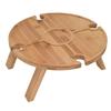 Outdoor Wine Table Folding Wooden Picnic Table with Wine Glass Holder for Hiking Camping Outdoor Dinner