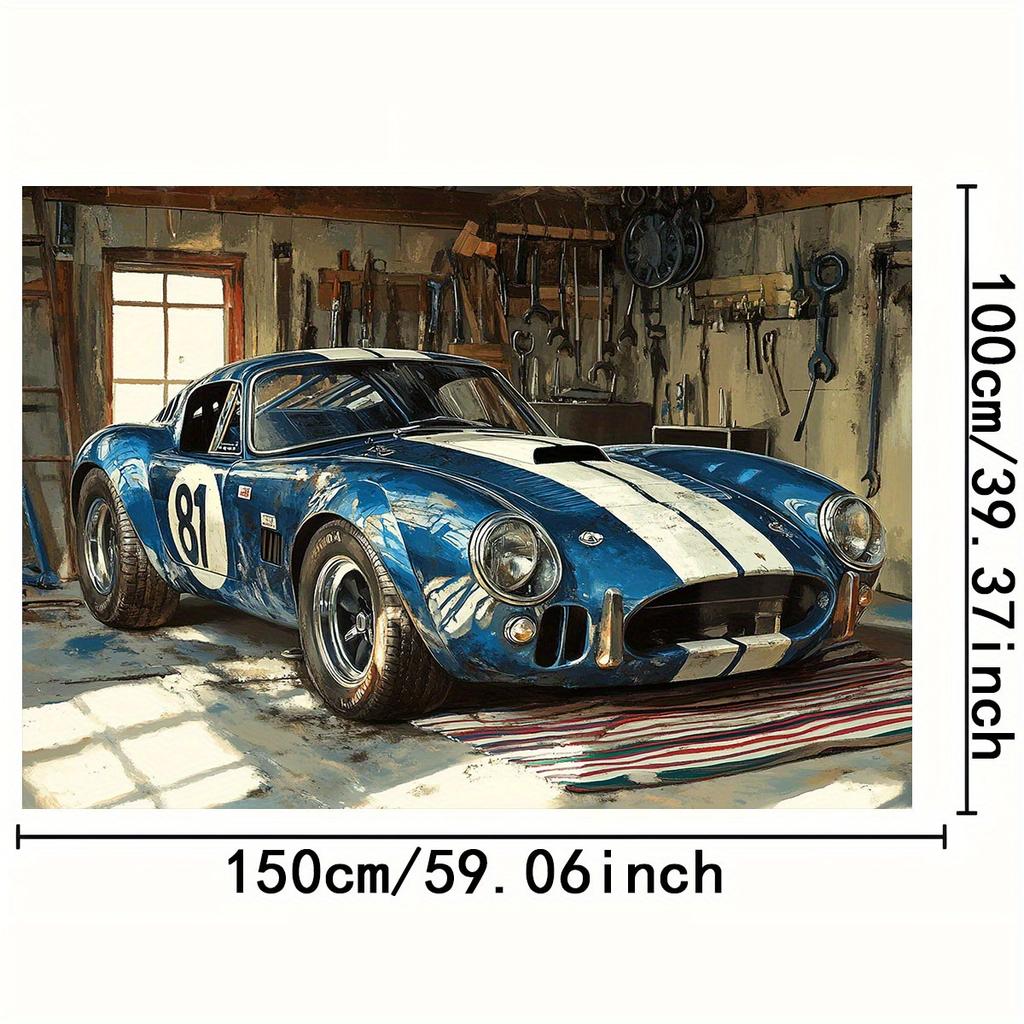 2D plane, 1 piece of 2D plane retro garage racing theme background, suitable for photography, events and parties