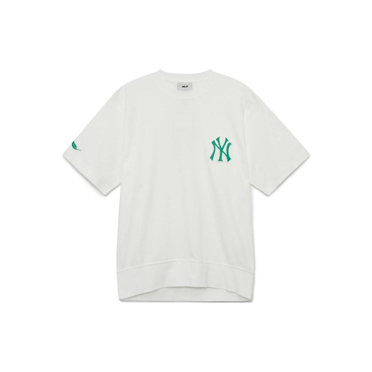 MLB T Shirts Unisex White Crew Neck Thin Straight Fit 3ATSD0133-50IVS XXL