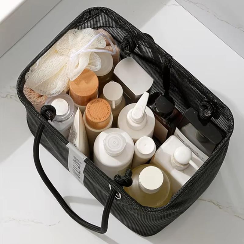 Mesh Bath Storage Bag with Handle – Toiletry Organizer for Shower, Gym, Travel, Swimming – Waterproof Mesh Tote for Cosmetics