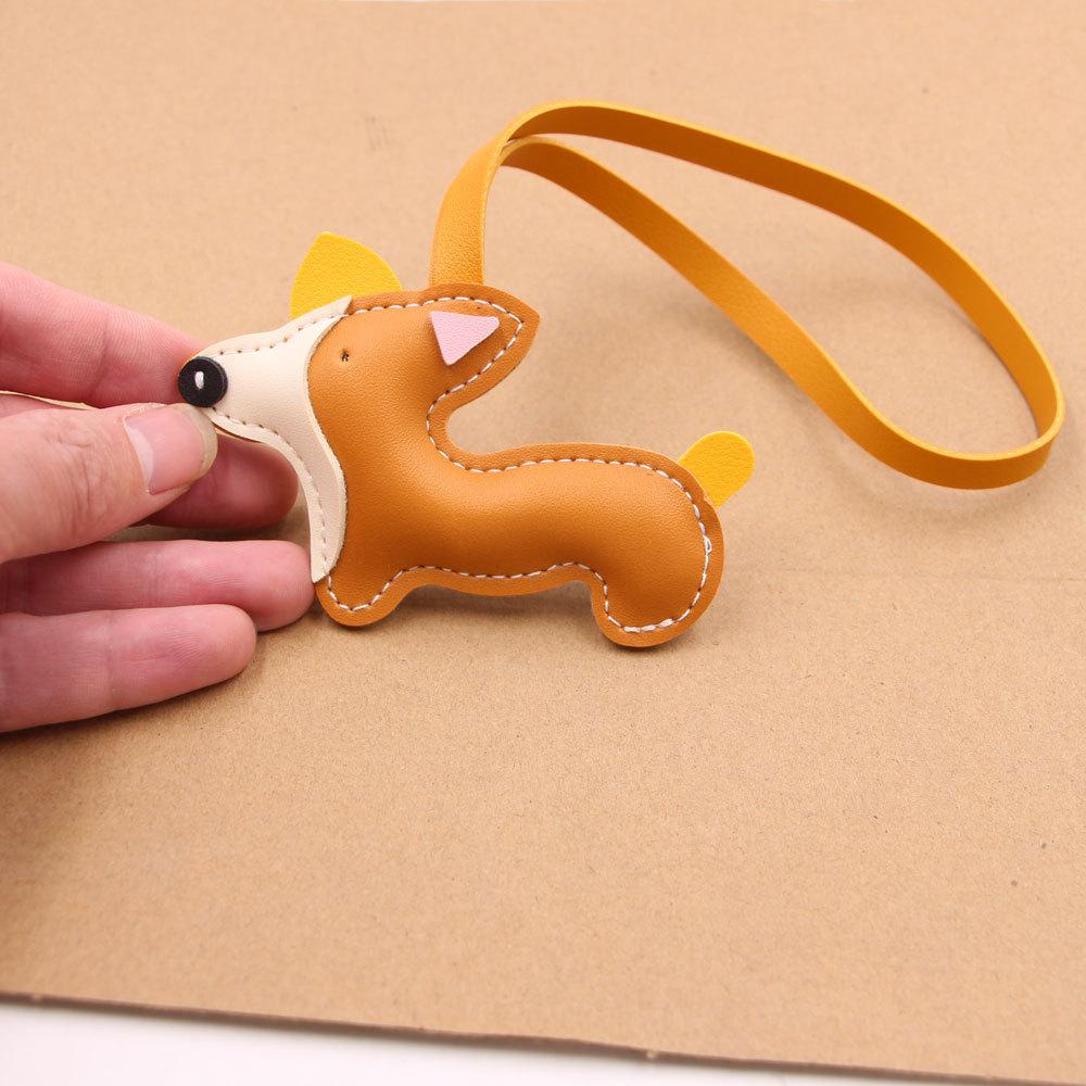 New Cute Multi-Layer Three-Dimensional Corgi Puppy Leather Fashion Luggage Pendant Cute Bag Charm