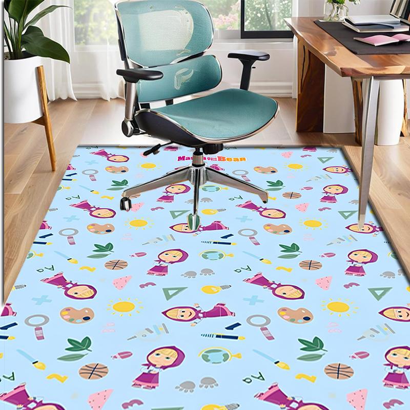 Masha and The Bear Pattern Rug, Indoor/Outdoor Mat, for Picnic, Gameroom, Bedroom, Office, Living Room, Home Decor Carpet, Birthday Gift
