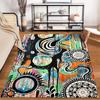 Abstract Art Carpet with Colorful Swirls, Mandala Patterns and Circles Suitable for use as an anti-slip for living room bedroom sofas