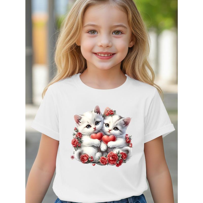 European sizes Girls  Round Neck T-Shirt, Casual And Comfortable 110 белый