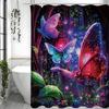 Enchanted Forest Fantasy Butterfly Shower Curtain, Bathroom Decorative Shower Curtain, Waterproof Shower Curtain with Hooks
