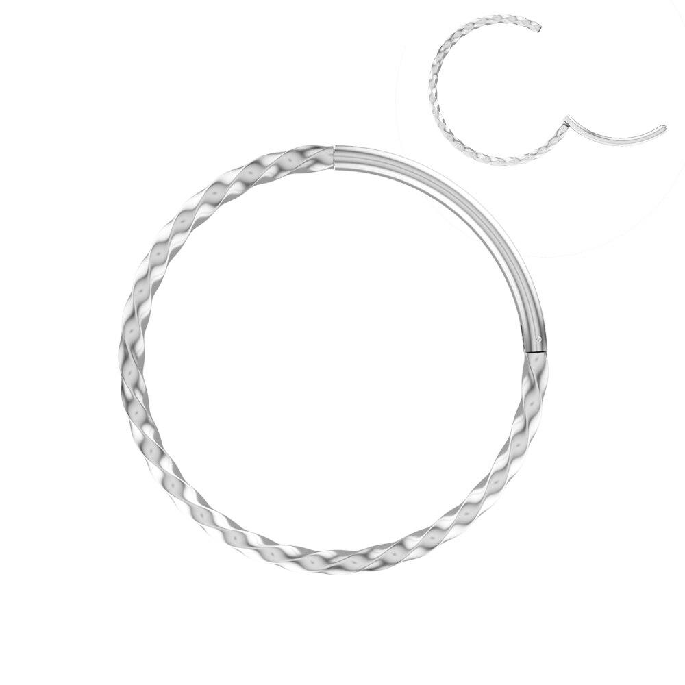 

1 шт., 16 г, шарнирное сегментное кольцо-кликер из нержавеющей стали, перегородка носа, пирсинг, спираль, хрящ, Daith, обруч, кольца в носу, зажим Нариз 8mm серебряный