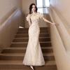 One-word Shoulder Dress Champagne 1011 New Summer High-end Light Luxury Birthday Host Banquet Evening Dress Dress