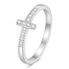7MM Cross Ring Titanium Steel Diamond Inlaid Minimalist Stylish Jewelry