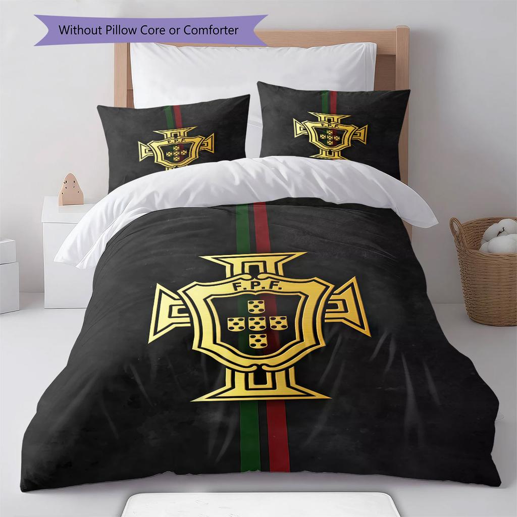 Portugal National Football Team Pattern Bedding,Quilt Set Quilt Cover Pillowcase Home Birthday Gift(1 * duvet cover + 2 * pillowcase, without core)