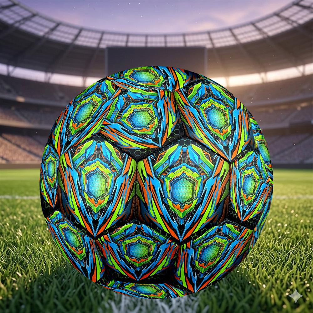 1 pièce Ballon de football Thème Armure Hexagonale, Taille 5, Matériau PVC Léger, Ballon de Football d'Entraînement Extérieur Cadeau. q62299