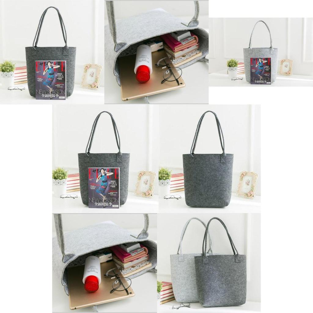Stylish Gray Felt Shopper Bag With Durable Handles Perfect For Daily Use