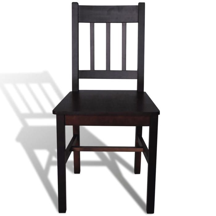 VidaXL 2x Pine Wood Dining Chair Dark Brown Kitchen Chair 241516