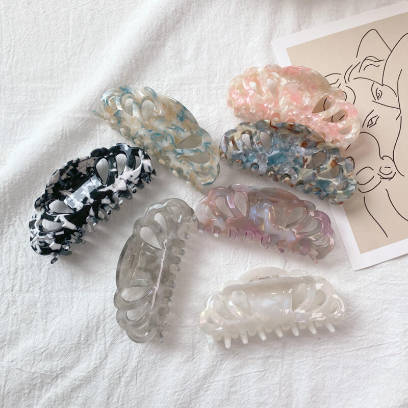 Big size cellulose hair clip French pin Aurora Pink