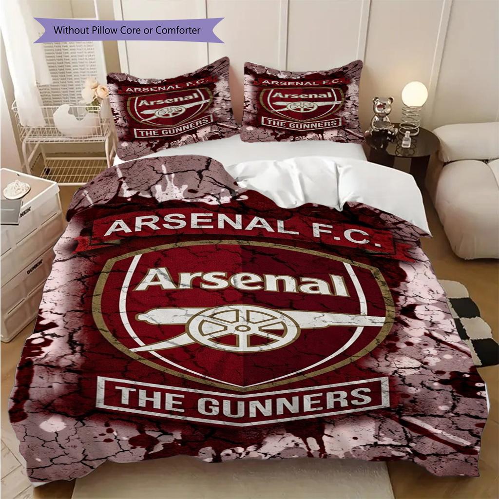 "Arsenal F.C. Gunners Emblem" Three-piece Set (1 * Duvet Cover + 2 * Pillowcase, Without Core) 2DFlat Duvet Cover and Pillowcase Soft and Comfortable
