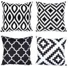 4Pack Black White Geometric Pillow Covers 18X18 Inches Simple Black White Geomet